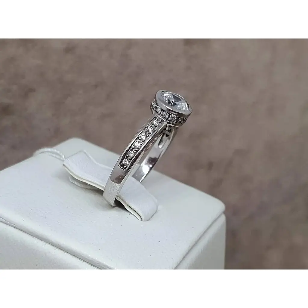 Срібне кільце TOP Silver з фіанітом. 9510156Б 16,5 - фото 3