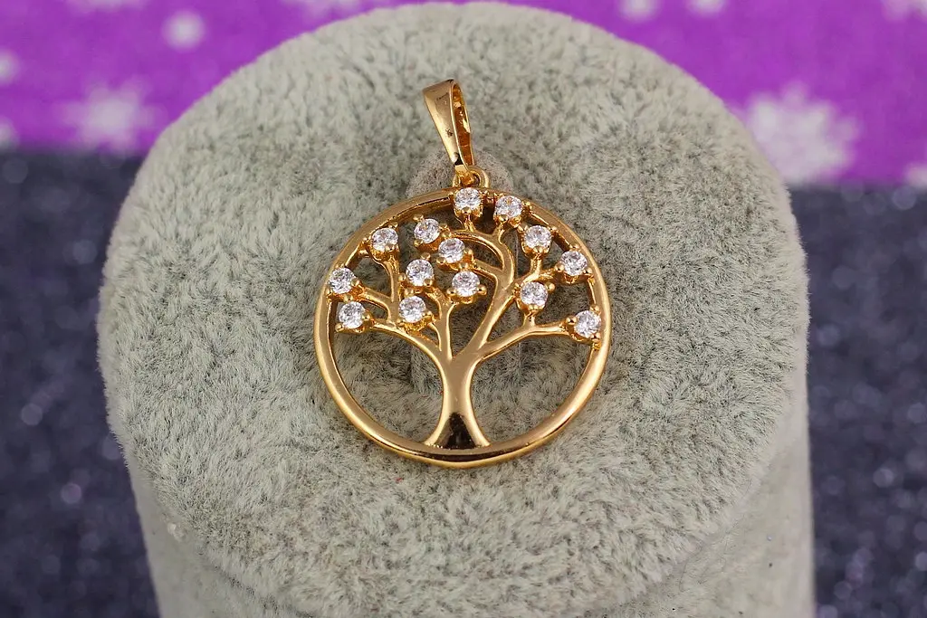 Кулон Xuping Jewelry дерево життя на гілках камінці 2 см золотистий - фото 2