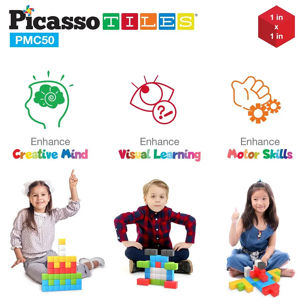 Конструктор магнітний BUILDING CUBES PMC50/23645 PICASSO TILES 50 деталей у коробці - фото 5