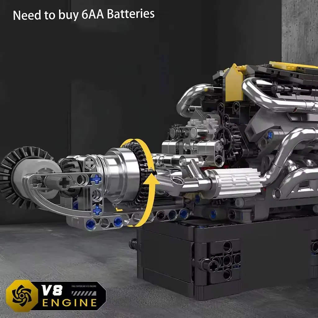 Конструктор Mould King Mking Двигун і коробка передач Turbocharged PAG V8 (10207) [161097] - фото 7