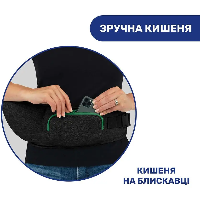 Сумка нагрудная Chicco Hip Seat серая (79147.76) - фото 3