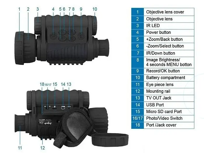 Прибор ночного видения WG650 Night Vision монокуляр (до 400м в темноте) - фото 8