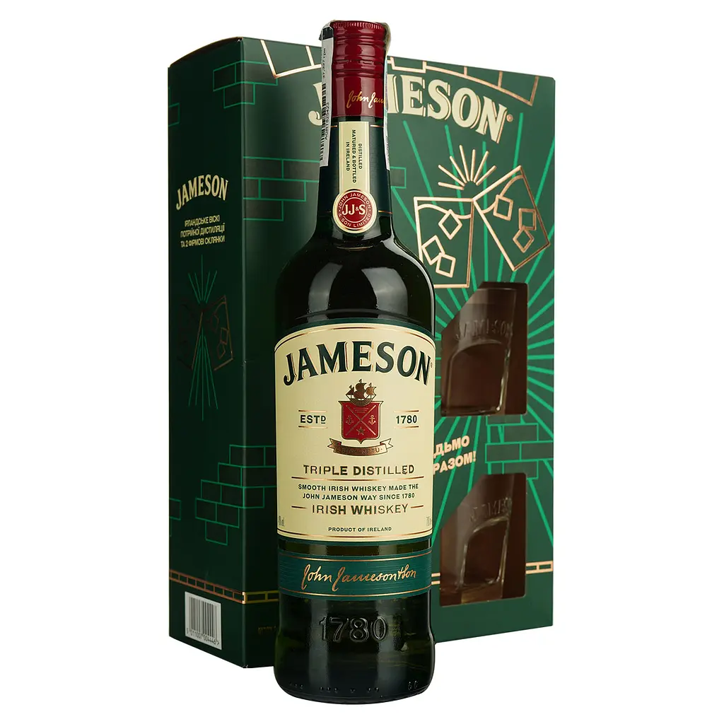 Уцінка. Набір Віскі Jameson Irish Whisky, 40%, 0,7 л + 2 келихи (304763) - фото 2