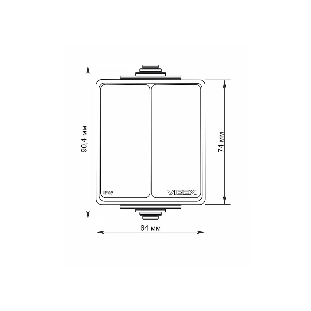Вимикач Videx BINERA IP65 зовнішній 2кл сірий (VF-BNW12-G) - фото 4