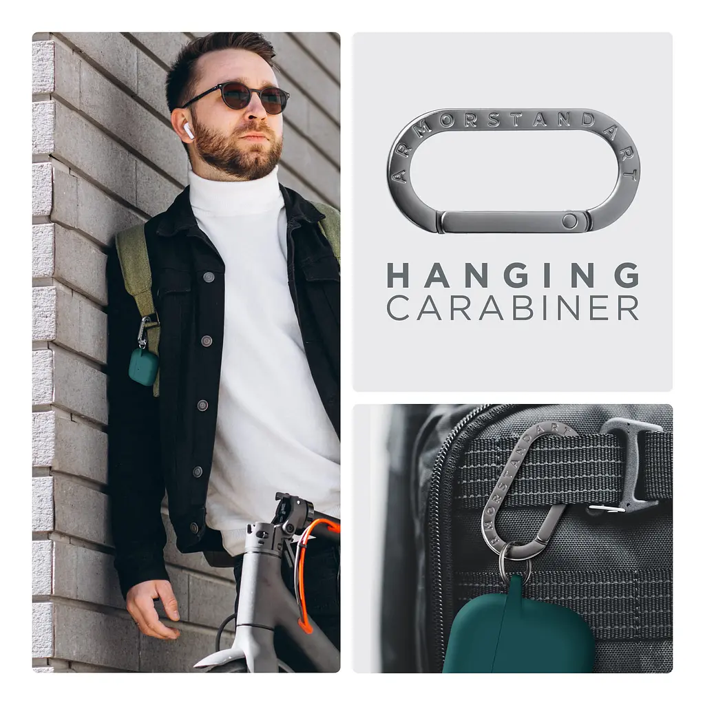 Силіконовий чохол для навушників Apple AirPods 3, Hang Case, зелений, ультратонкий захисний кейс товщиною 2 мм, захист від подряпин, пилу та ударів, компактний, з карабіном для кріплення, ArmorStandart (ARM60309) - фото 6