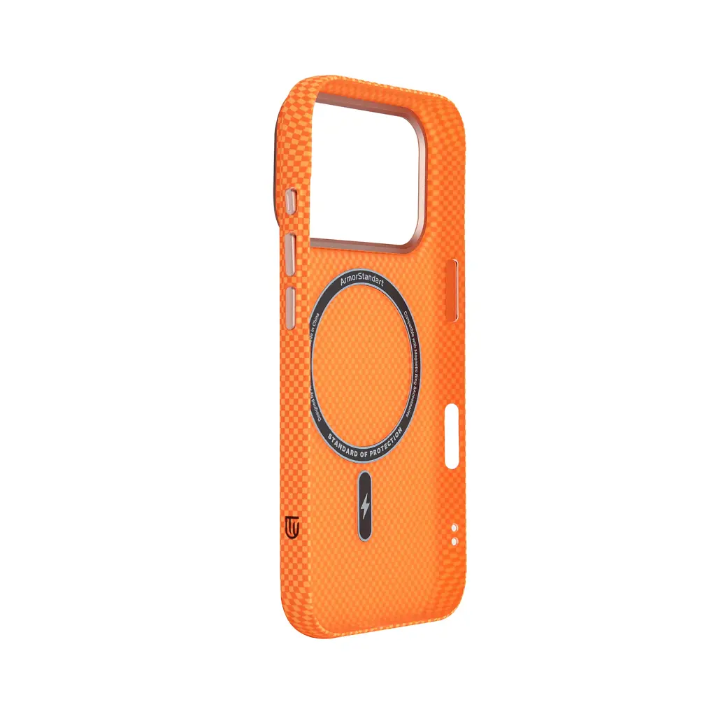Чохол ArmorStandart LikeCarbon2 SE MagCase для Apple iPhone 17 Pro Kevlar Orange Rose Gold - фото 4