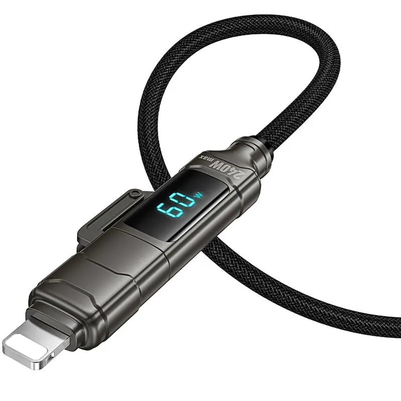 Дата кабель Hoco U152 Fortune 4in1 Type-C to Lightning/Type-C to USB 240W (1.2m) Black - фото 3