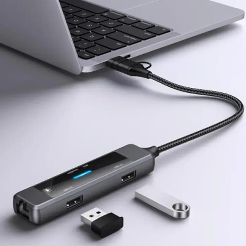 Концентратор XoKo USB-C 5-in-1 USB 3.0 + USB 2.0 + SD/TF + RJ45 100Mbps silver (XK-AC-350) - фото 3