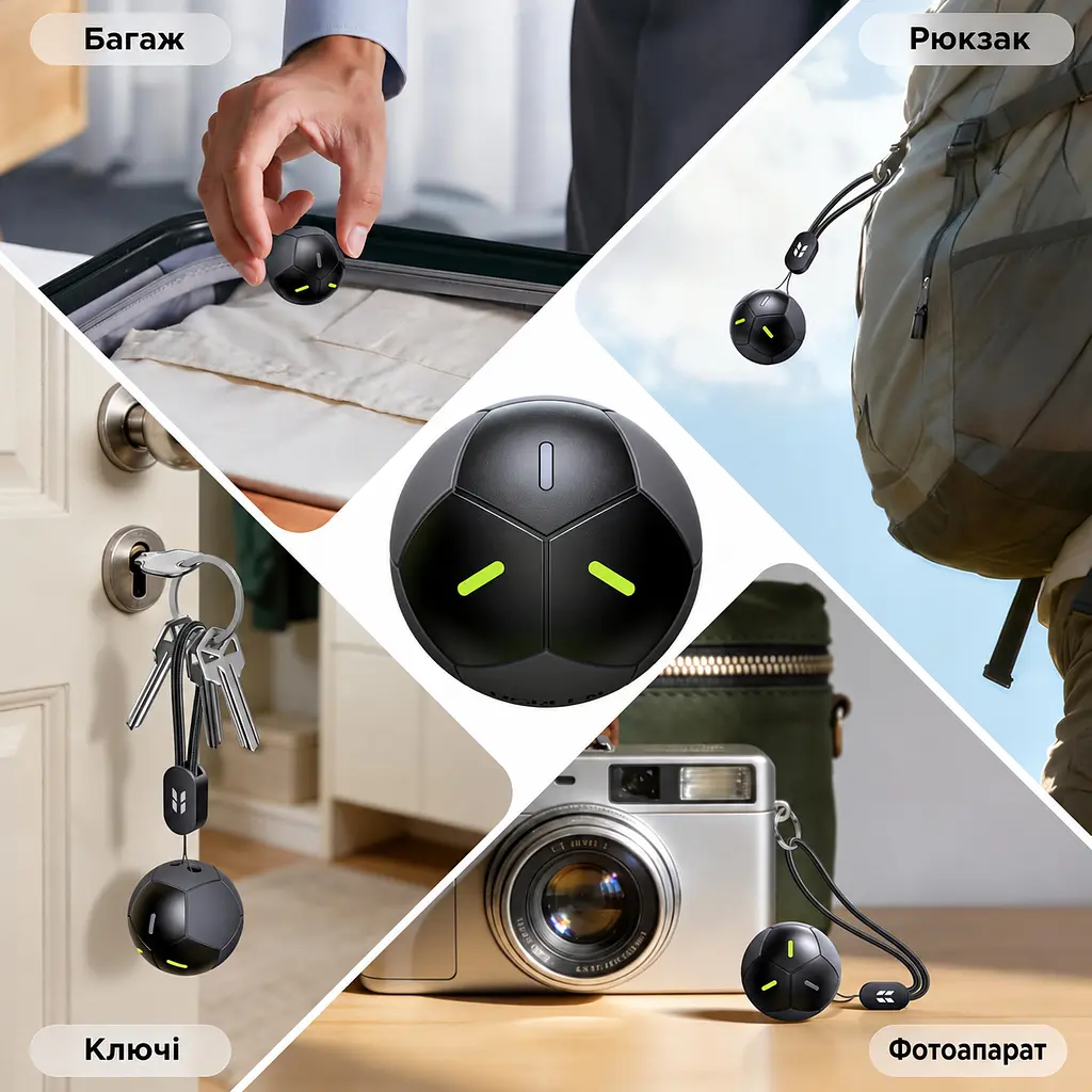 Bluetooth-трекер для пошуку речей UGREEN FineTrack 2 FT309 2 шт. AirTag пошукова мітка Apple Find My для iPhone з iOS 14.5+ або iPad з iPadOS 14.5+ звуковий пошук поблизу до 110 дБ пиловологозахист IP68 сповіщення про залишену річ режим втрати до 7 років роботи батарея без заміни та перезаряджання флуоресцентні елементи 4 шнурки в комплекті чорний (95020A) - фото 8