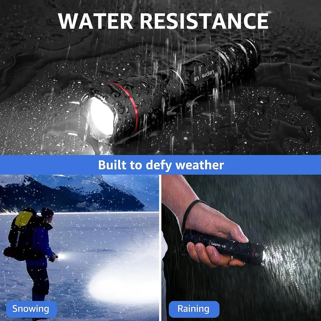 LE перезаряджається ліхтарик, світлодіодний ліхтарик 1000 лм USB тактичний ліхтар перезаряджається надяскравий, водонепроникний лі - фото 4