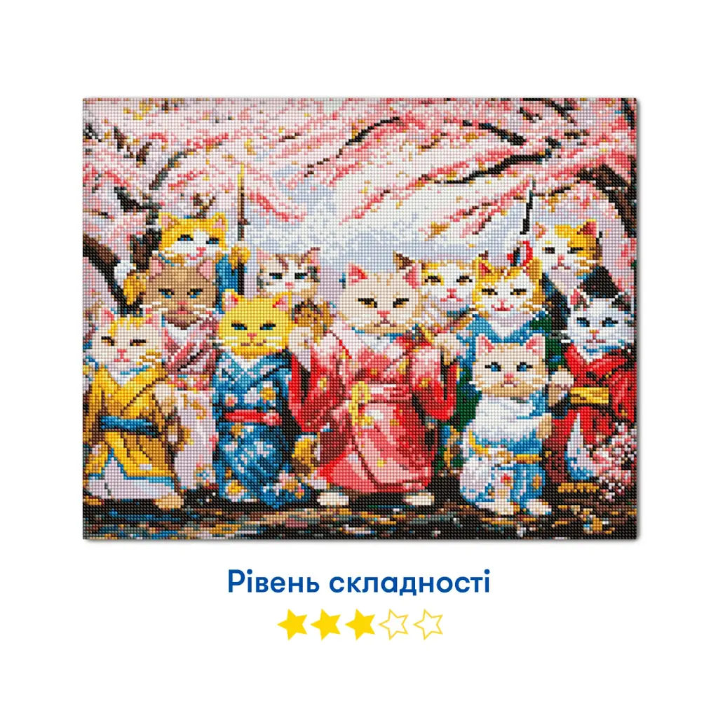 Алмазна мозаїка «Котики в кімоно» - фото 4