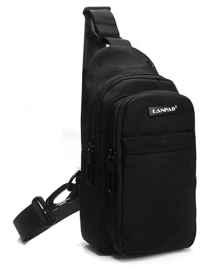Чоловіча сумка тканинна Lanpad Чорна (LAN35001 black) - фото 3