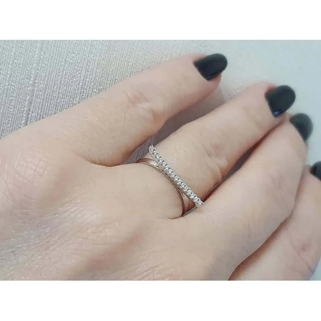 Срібне кільце Qvaliz з фіанітами. 901-00946 16 - фото 2