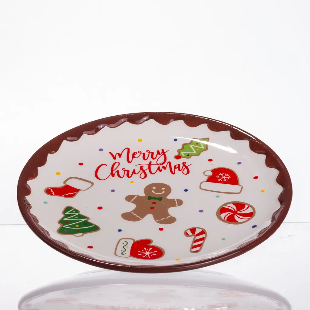 Новогодняя тарелка из фарфора Merry Christmas тарелка на рождество Ø21 см тарелки рождественские Yiwu CR-1-40 - фото 2