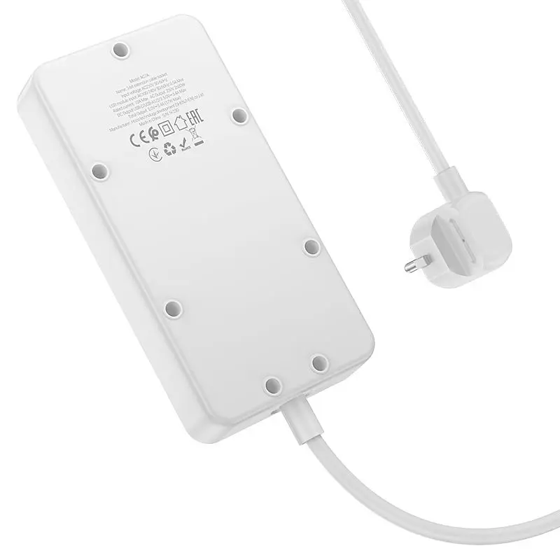 Мережевий подовжувач Hoco AC7A Storm (3 х розетки 3 х USB 1 х Type-C) 17W білий - фото 3