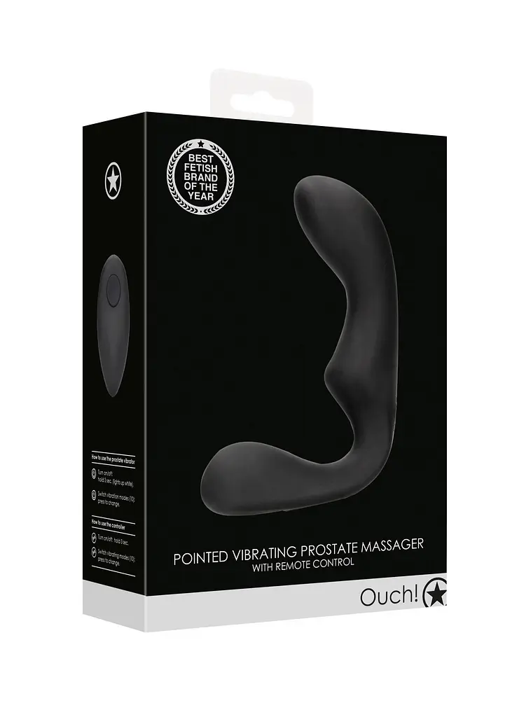 Стимулятор простати Ouch! Pointed Vibrating Prostate Massager, 13,3 см (чорний) - фото 2