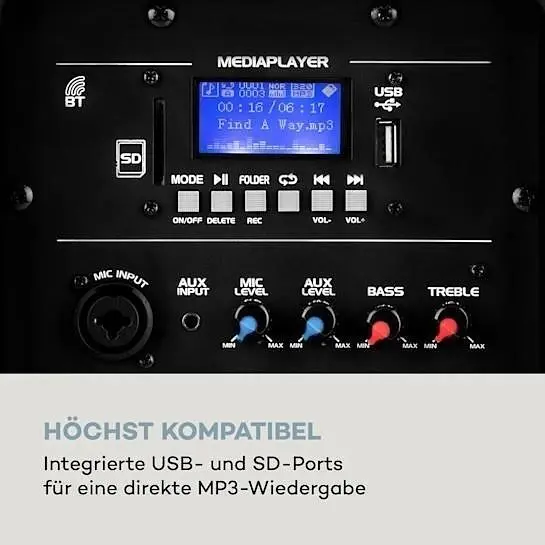 Мобильная акустическая система Auna Streetstar 2.0 12 BT USB/SD/MP3 AUX (10031567) - фото 7