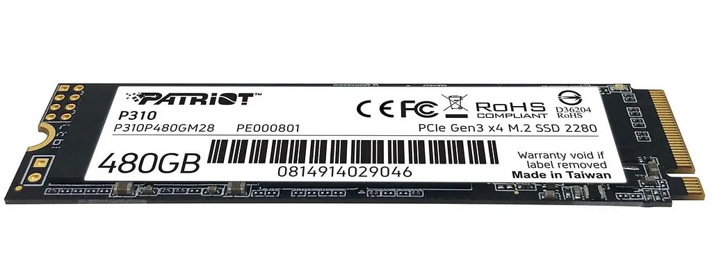 Накопитель внутренний скоростной М2 SSD 480G NVMe PCIe Gen3x4 M.2 2280 PATRIOT P310 - фото 4