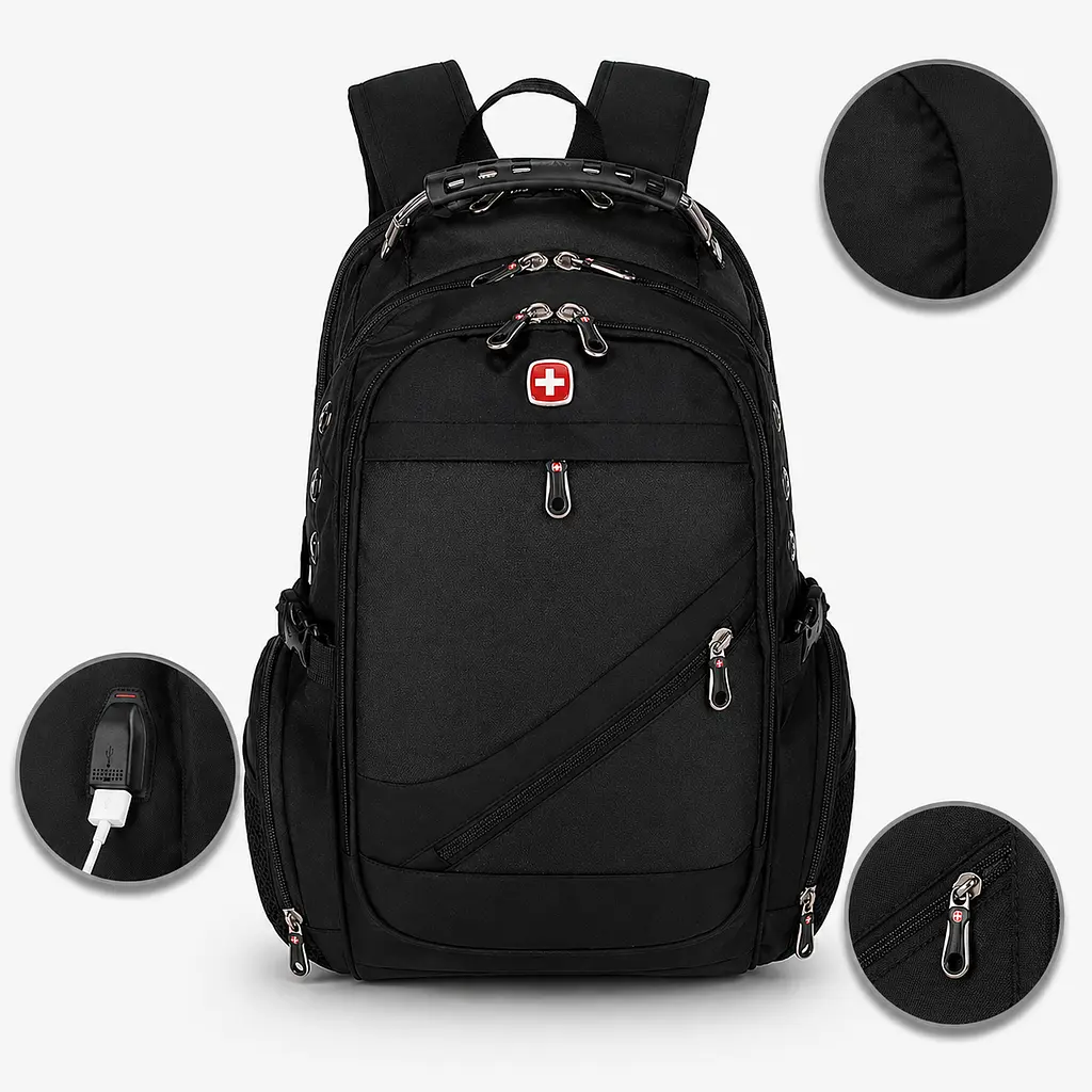 Рюкзак, швейцарський рюкзак, SwissGear 8810, рюкзак туристичний, рюкзак для ноутбука Чорний - фото 2
