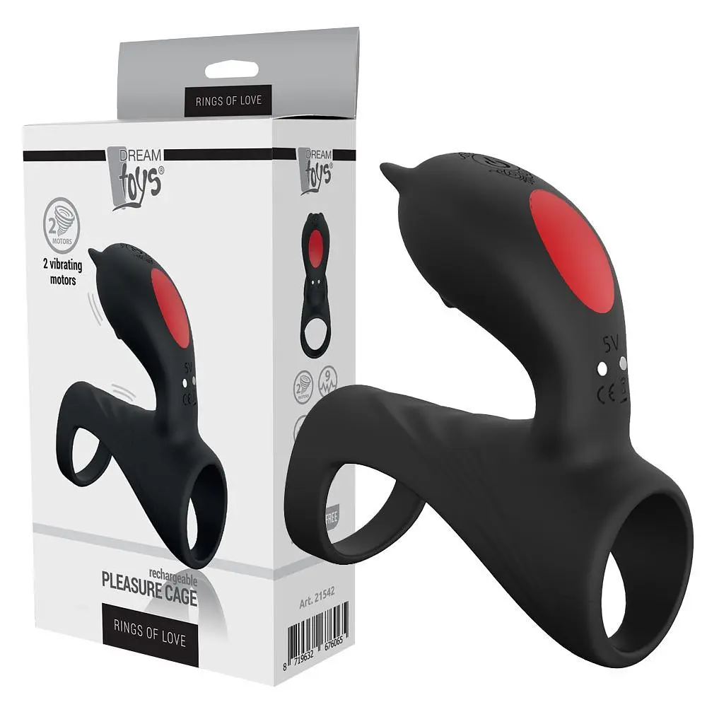 Віброкільце Dream Toys Pleasure Cage, 8.7 см (чорний) - фото 2