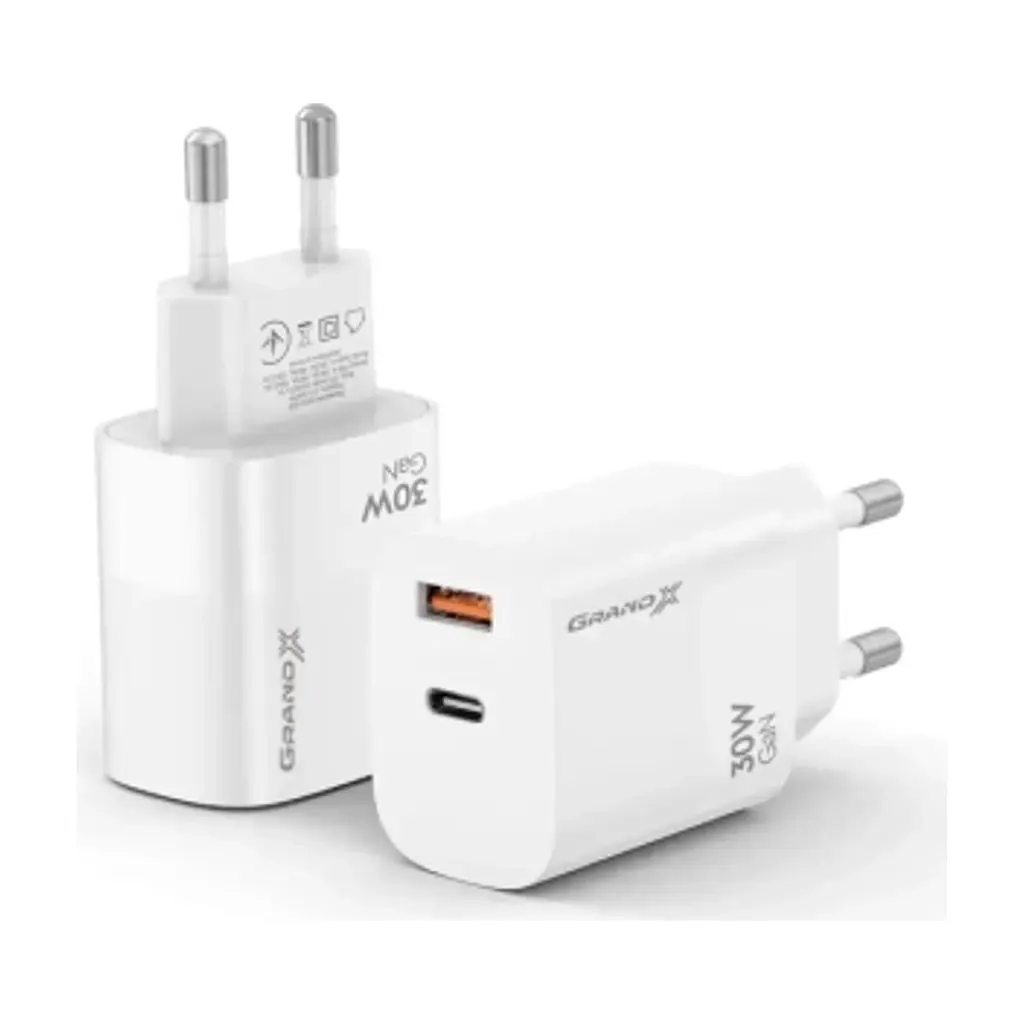 Зарядний пристрій Grand-X GaN 1xUSB-C + 1xUSB QC3.0 36W white (CH-360W) - фото 8