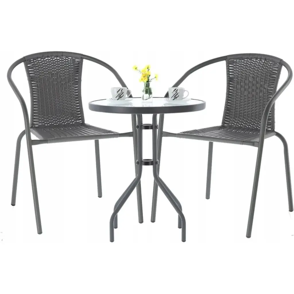 Садовая мебель Chomik Bistro стол и 2 стулья серый - фото 2