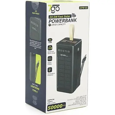 Батарея універсальна 7GO 50000mAh PD/22.5 Solar Black (GPW-01 / 45006) - фото 5