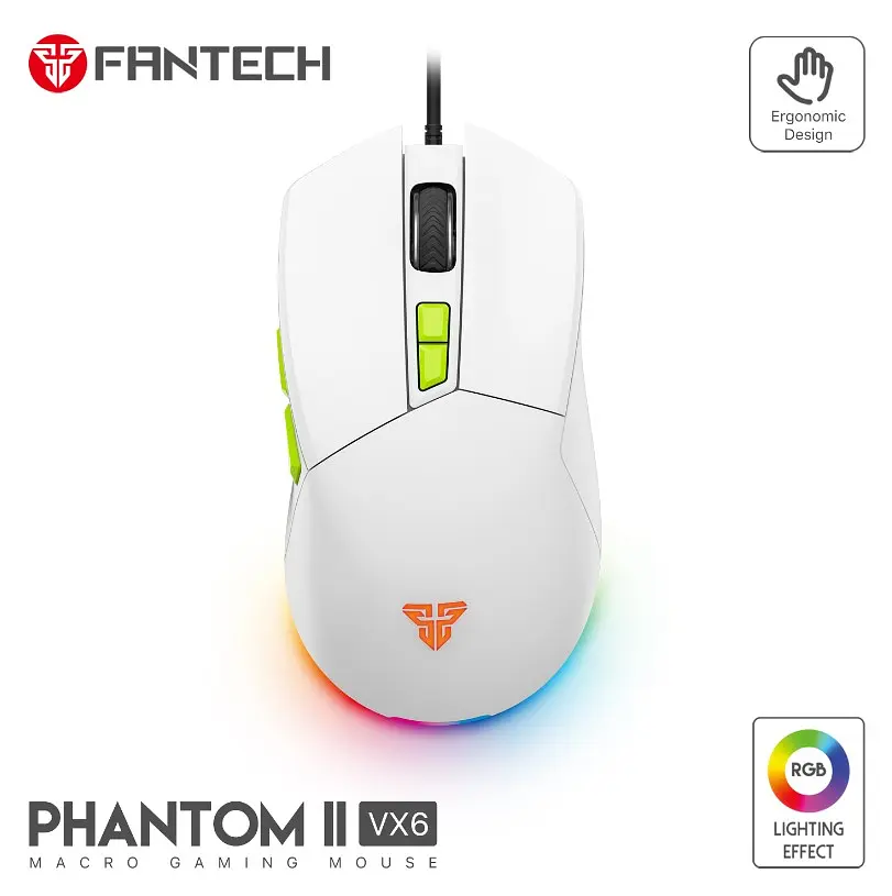 Игровая мышь Fantech VX-6 PHANTOMII 60IPS, 20G, 7200DPI White - фото 4