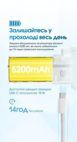Вентилятор с охлаждающим водным туманом Nitecore IzzCool 40 USB-C (Белый) - фото 5