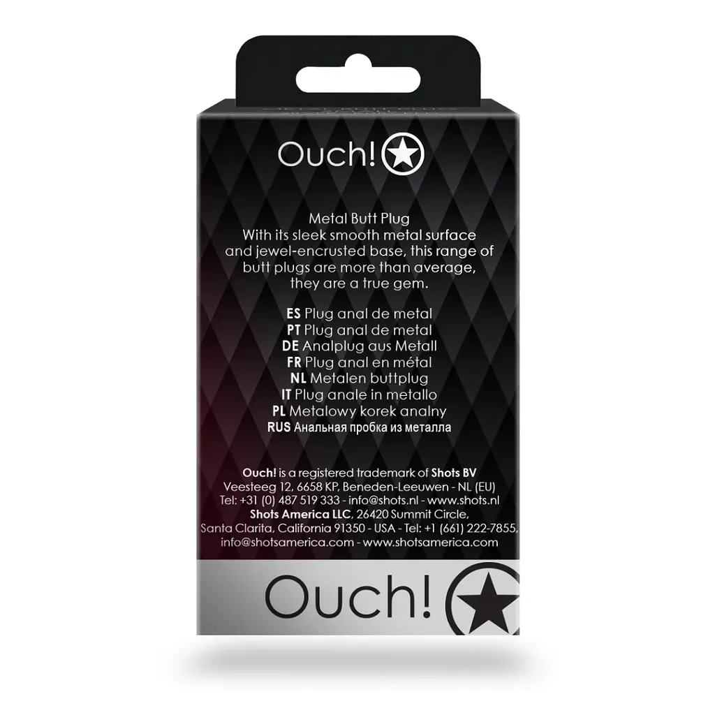 Анальна пробка Ouch! Round Gem Butt Plug S, 6.9 см (чорний) - фото 9