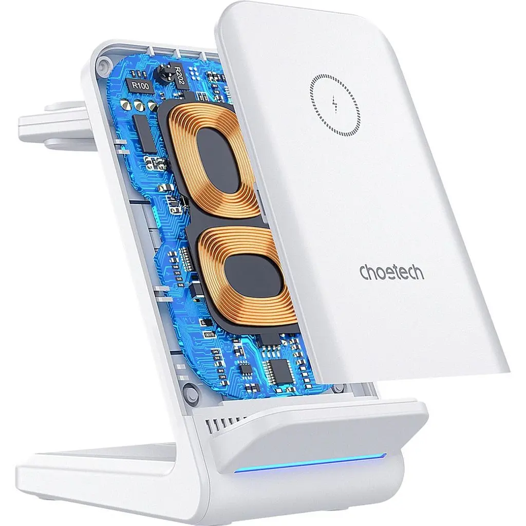 Бездротовий зарядний пристрій Choetech T608-F 3 в 1 Wireless Charger White [101509] - фото 3