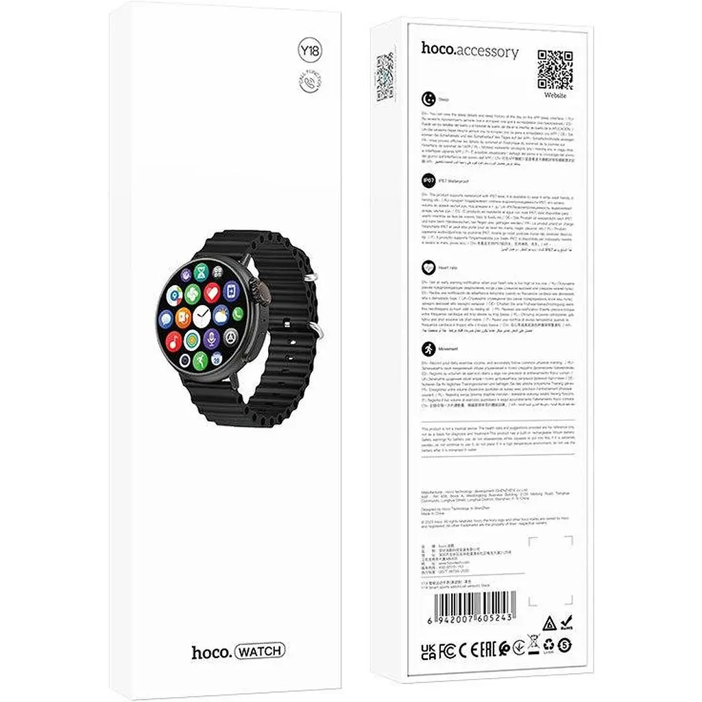 Розумний годинник з функцією дзвінка Hoco Smart sports watch Y18 (call version) чорний - фото 7