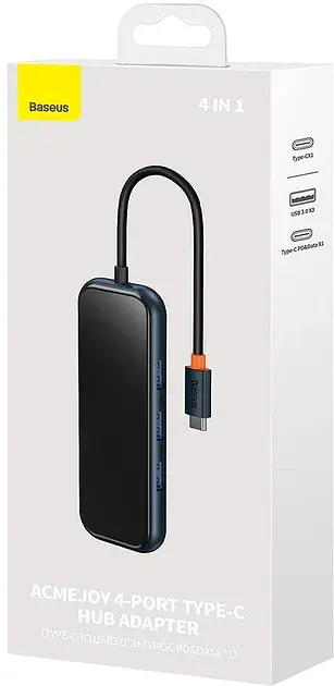 USB-хаб Baseus AcmeJoy 4-Port Type-C HUB Adapter (Type-C to USB3.0*3+Type-C PD&Data *1) WKJZ010013 Dark Grey - фото 9