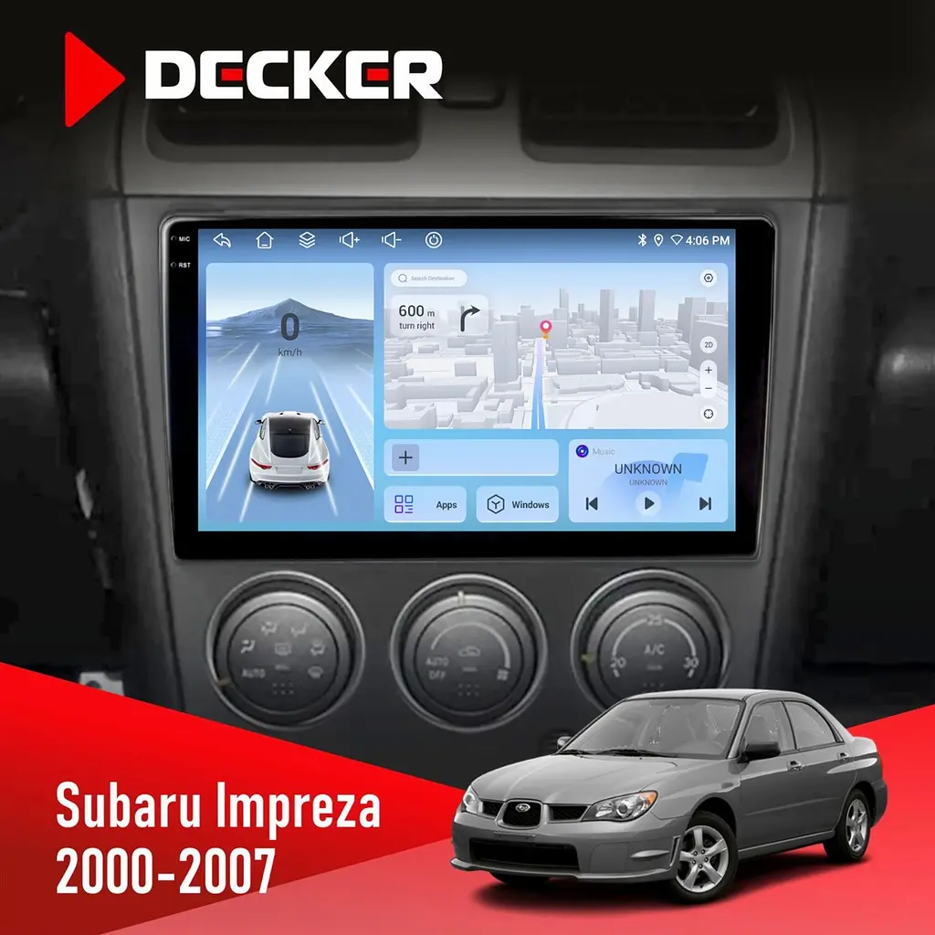Штатна магнітола Subaru Impreza 2000-2007 Decker D9-010 6x128, DSP, 4G, 2K Decker (НФ-00004503)