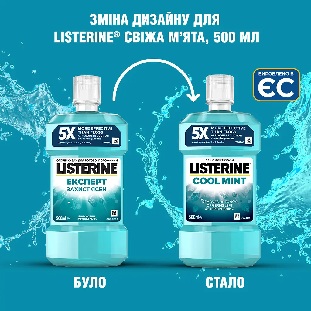 Ополаскиватель для полости рта Listerine Свежая мята Защита десен 500 мл (103060080) - фото 12