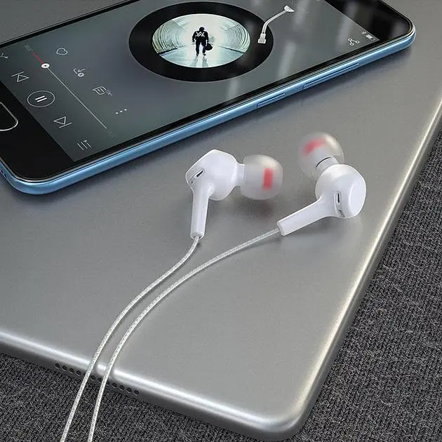 Провідні вакуумні навушники Hoco M78 El Placer універсальні earphones with microphone, 3.5 mm, 1.2m, white - фото 4
