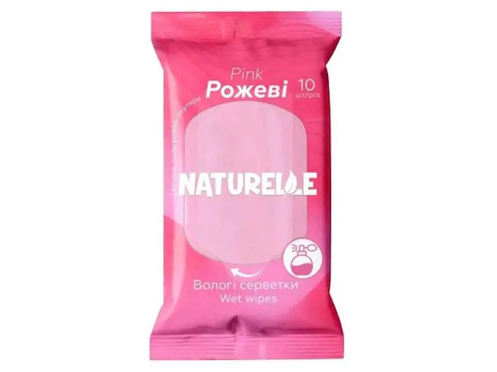 Вологі серветки NATURELLE 10шт РОЖЕВІ Pink