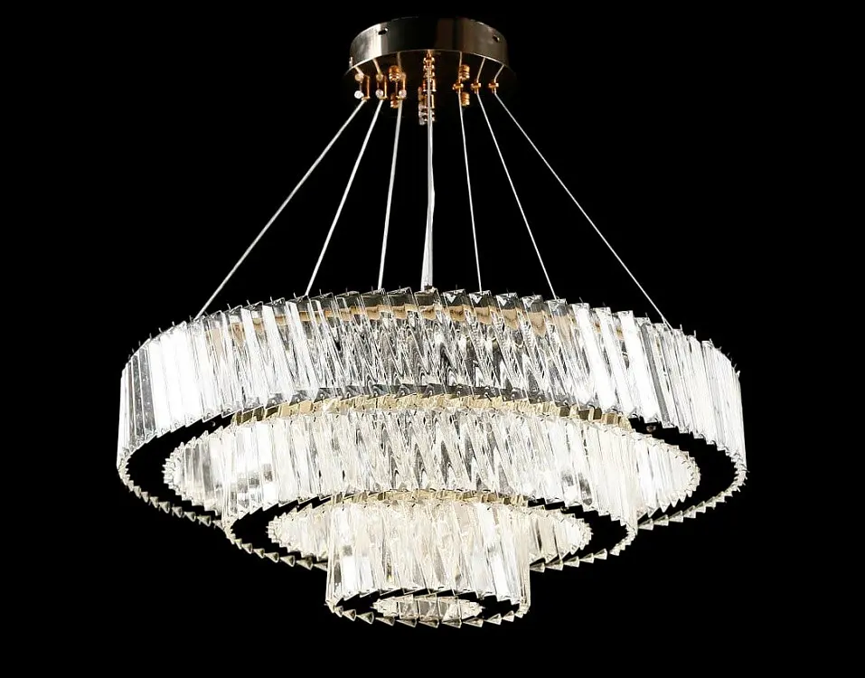 Люстра стельова LED Splendid Ray L228/600+400+200/3, золота, 3 лампи, регульована висота 30-130 см - фото 5