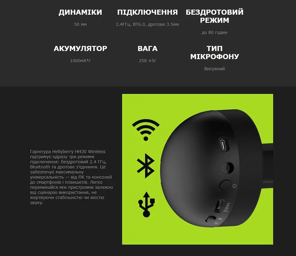 Ігрові навушники бездротові з мікрофоном HATOR HH-30-BV Hellyberry Wireless Black-Violet - фото 8