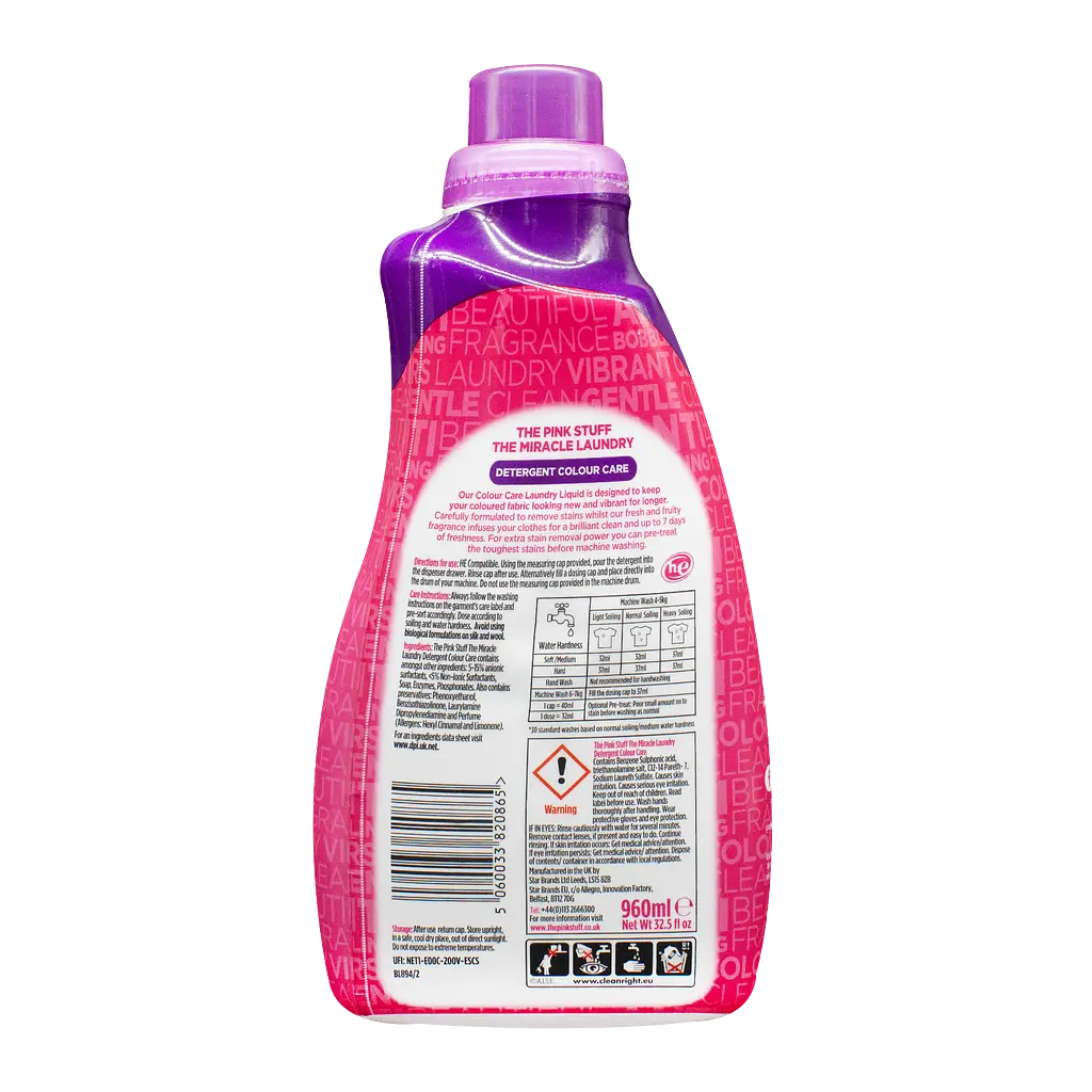 Концентрований гель для прання The Pink Stuff Detergent для кольорових речей 960 мл - фото 2