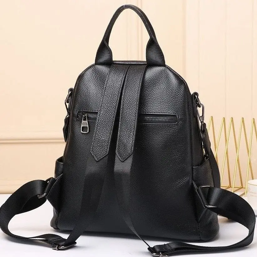 Шкіряний жіночий рюкзак міський чорний Olivia Leather 6711 - фото 8