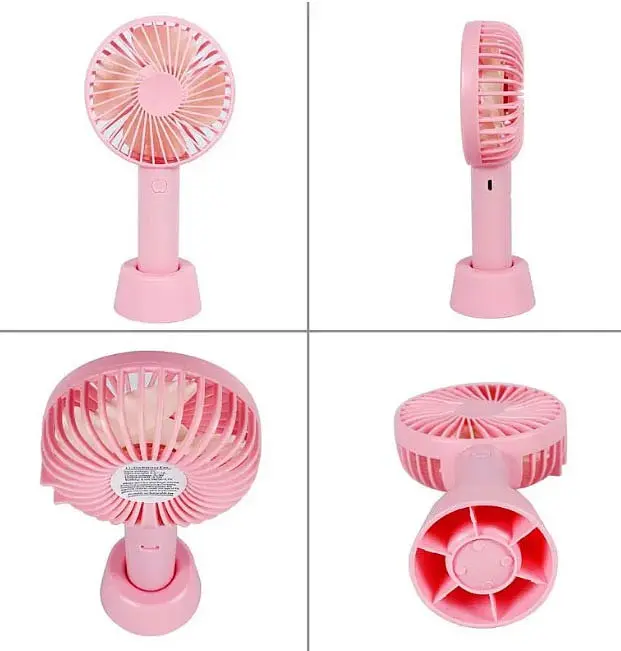 Ручний портативний вентилятор Portable Mini Fan X9 на акумуляторі з ручкою міні вентилятор USB Рожевий - фото 2
