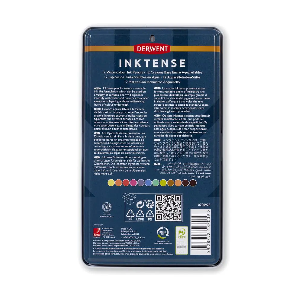 Чорнильні олівці Inktense 12 кольорів Derwent - фото 5