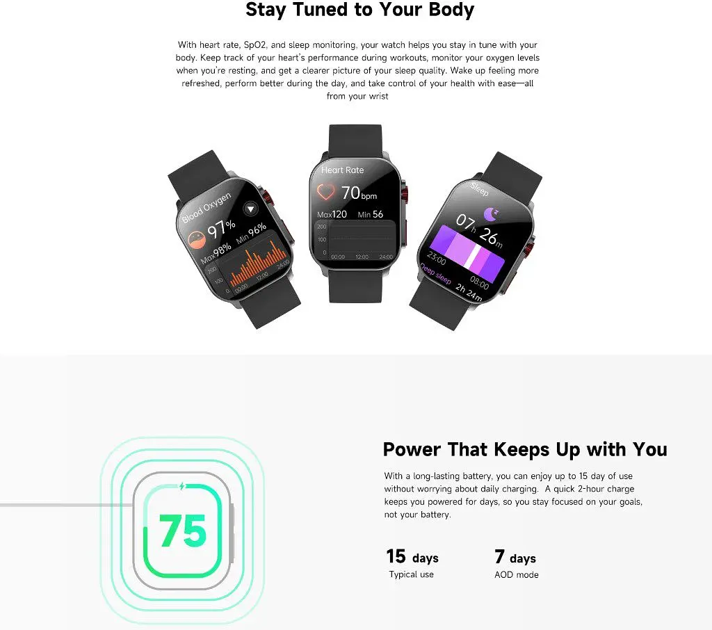 Смарт-годинник Smart Watch iMiki Frame2 AMOLED 2.01 (410x502) 300мАч Black - фото 13