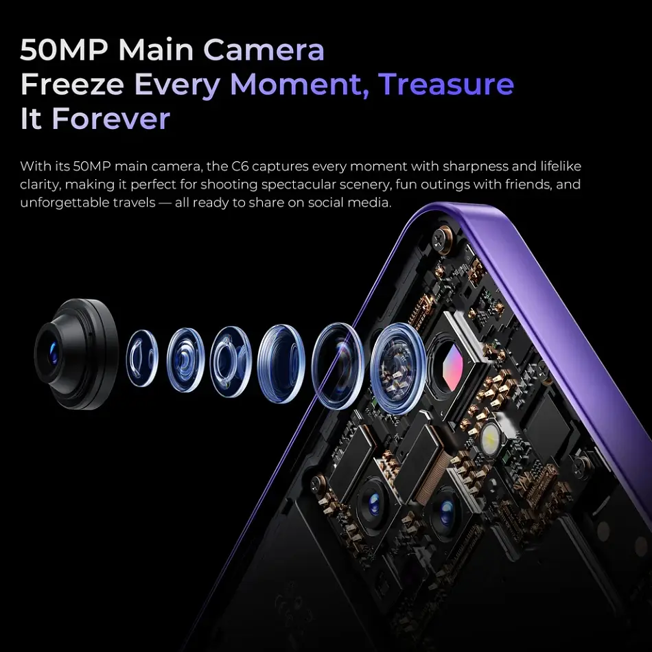 Смартфон Oukitel C6 5G 6.8" HD+ /12GB/512GB/ Dimensity 6300 /5150mAh/ 50+5Мп / Purple - фото 9