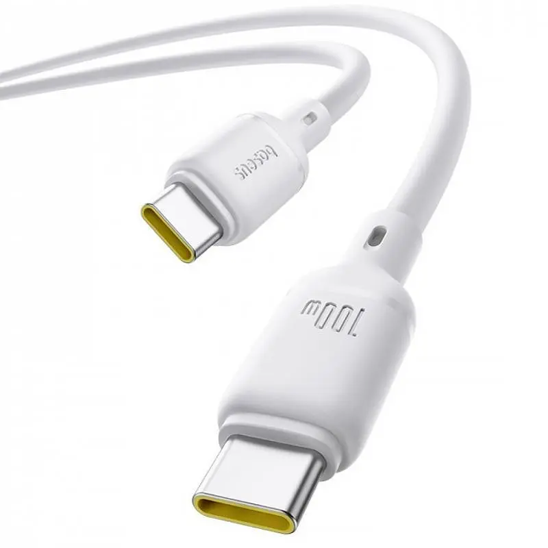 Дата кабель Baseus Silky Series OS Fast Charging Type-C to Type-C 100W (1m) (P10377704) Moon White - фото 3