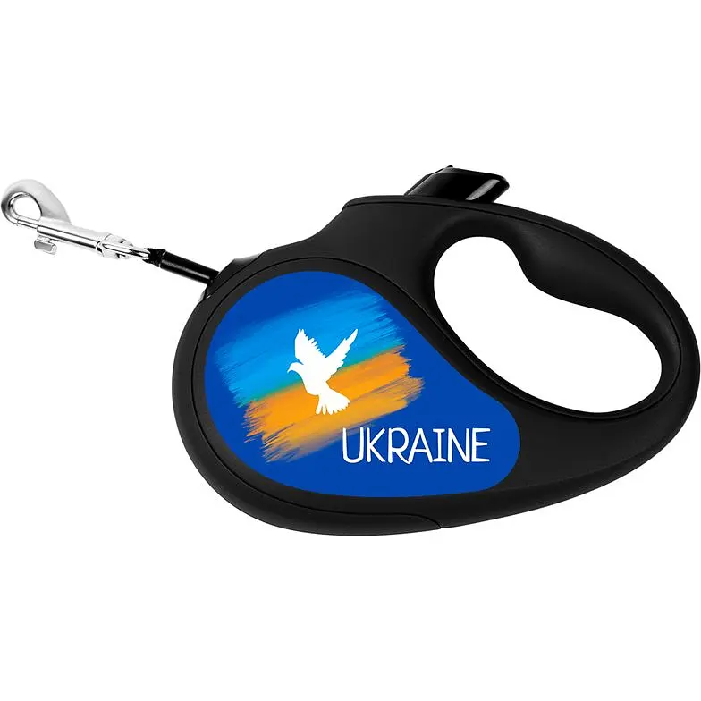 Повідець-рулетка для собак Waudog R-leash Прапор, світловідбиваючий, S, до 15 кг, 5 м, чорний - фото 2