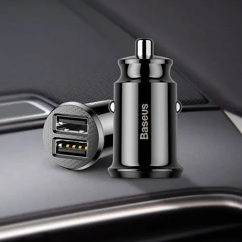 Автомобільний зарядний пристрій Baseus Grain Car Charger 2USB/3,1A чорний CCALL-ML01 - фото 3