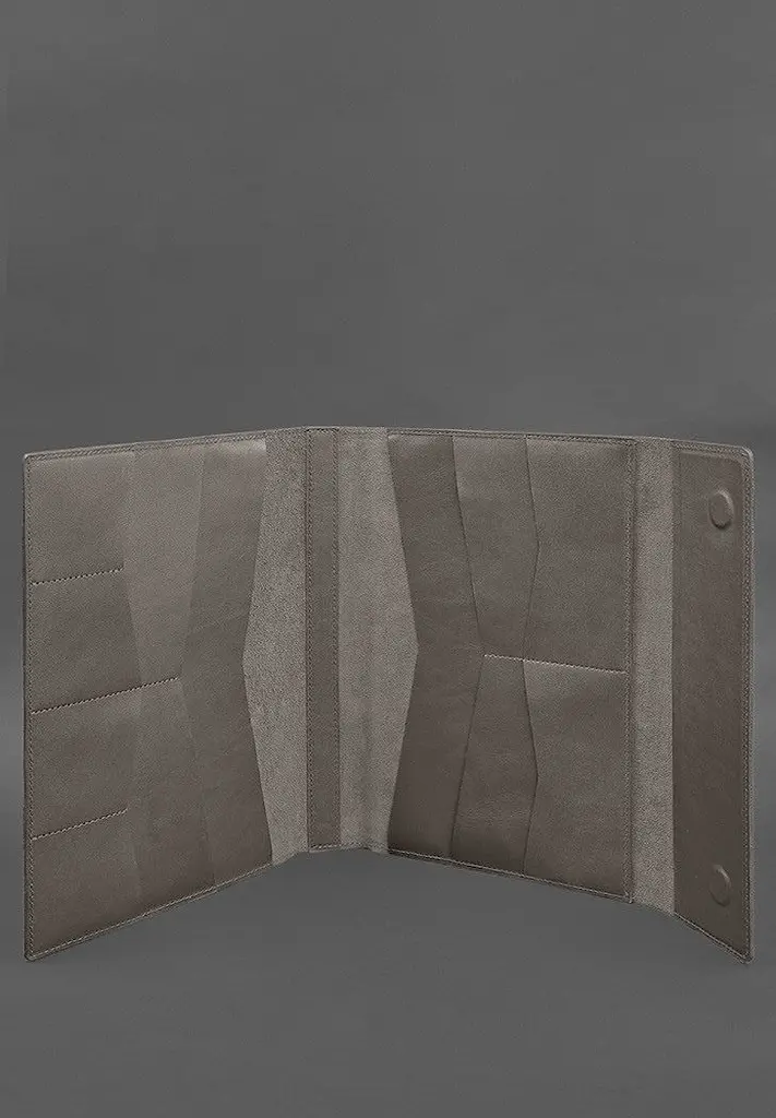 Кожаная папка для документов "Семейная" А4 Темно-бежевая - фото 4