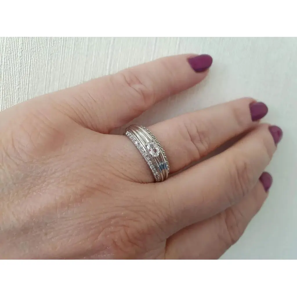 Срібне кільце Харківська ювелірна фабрика з фіанітами. 14571-Р 16 18 - фото 6